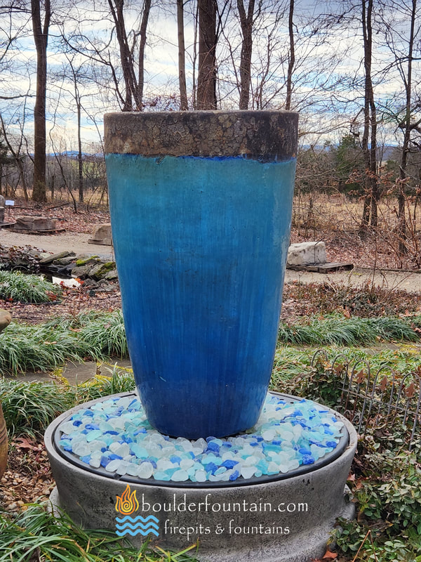 Large Lava Rim Blue Jar Fountain