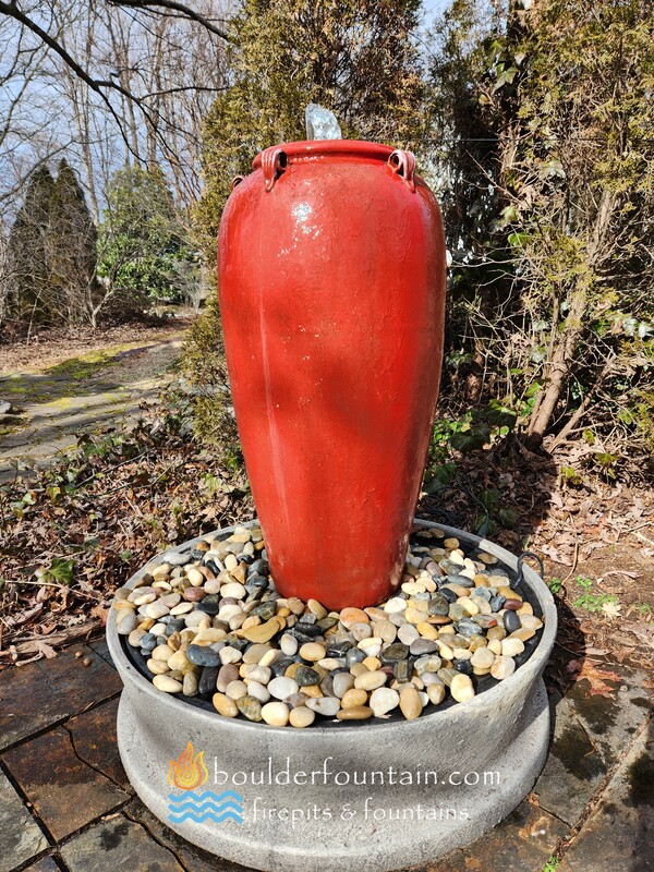 Medium Deep Red Jar Fountain Set Up