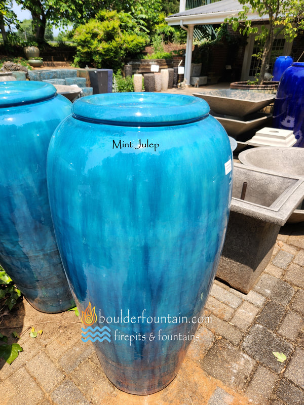 Deep Blue Birdbath Top Jar Fountain