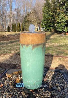 Small Green Rusty Lava Rim Jar Fountain