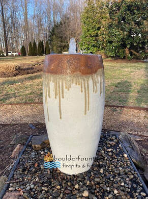 Large Creme Rusty Lava Rim Jar Fountain