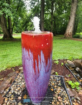 Large Blue Multi-Color Scallop Jar Fountain